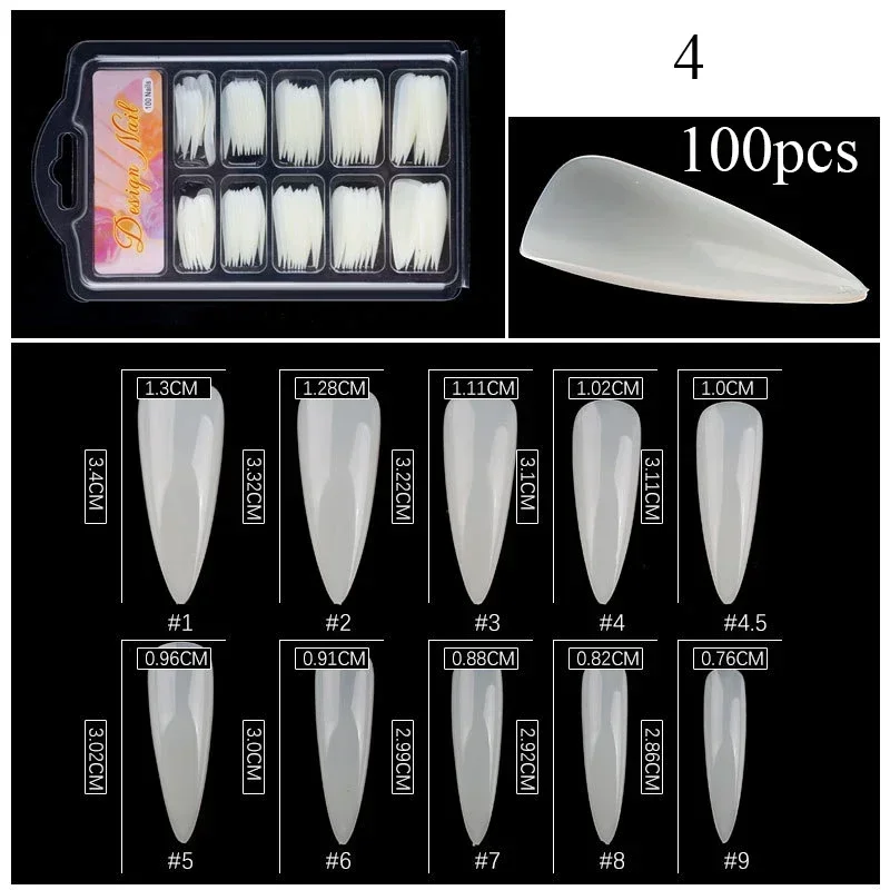 Natural Transparent Seamless Full Coverage False Nail Tips - 100pcs/box