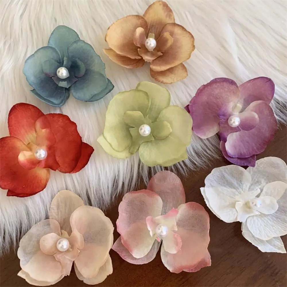 

Super Fairy Phalaenopsis Flower Hairpin Silk Fashion Side Duckbill Clip Seaside Holiday Headdress Photo Bangs Clip