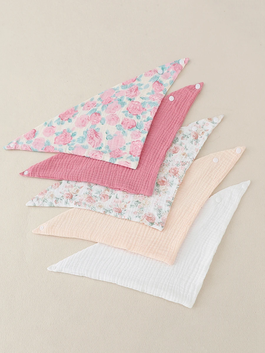 Baby Muslin Cotton Bibs | Toddler Bandana Bib | Burp Cloth Soft Absorbent Gauze Muslin Washable Apron for Baby 2