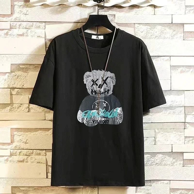 thumbnail image 1 of Conjuntos de pantalones cortos Ropa deportiva Ropa de hombre Camiseta elegante Hombre Trajes deportivos negros Chándal gráfico Top estampado Manga corta XL, 1 of 5