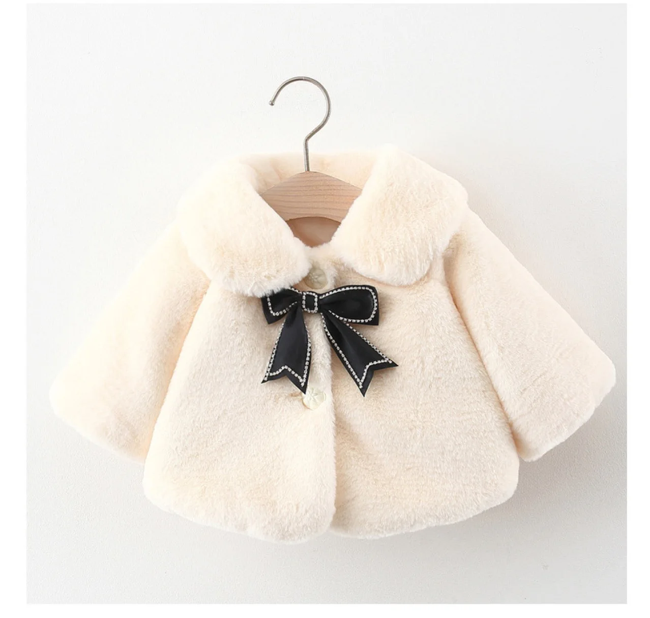 

Autumn Winter Infant Baby Girl Cloak Cotton Warm Soft Turn Down Collar Toddler Girl Cloak Solid Bow Young Kid Girl Cardigan Coat