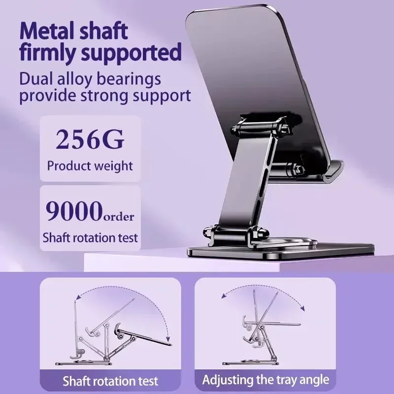 360° Rotating Metal Mobile Phone Holder Portable Folding Lazy Desktop Live Bracket For iPhone 15 14 Samsung Phablet Phone Holder