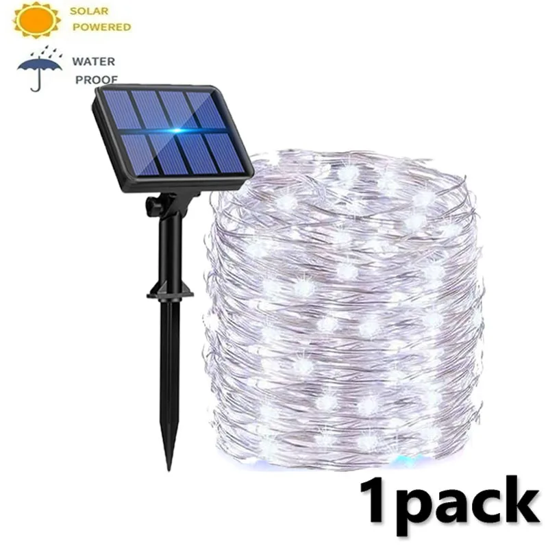4-Pack Solar-Powered Outdoor Waterproof Fairy String Lights – 8 Lighting Modes for Tree, Garden, and Patio Decor