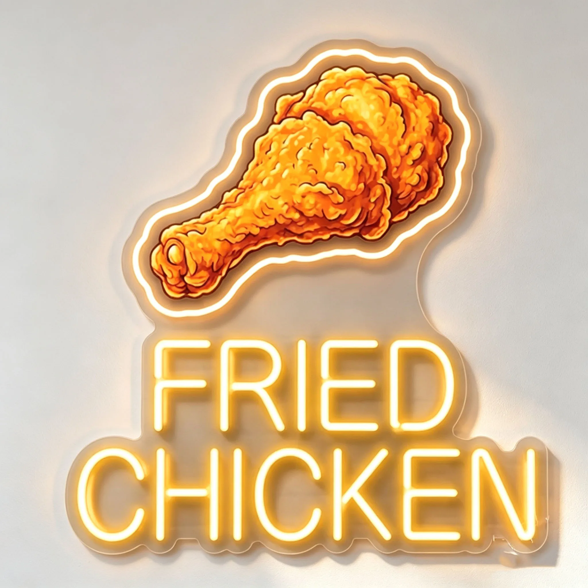 후라이드 치킨 네온사인, 치킨 가게 또는 패스트푸드 레스토랑 장식, 치킨 애호가 선물, 패스트푸드 사인, 사업주 선물