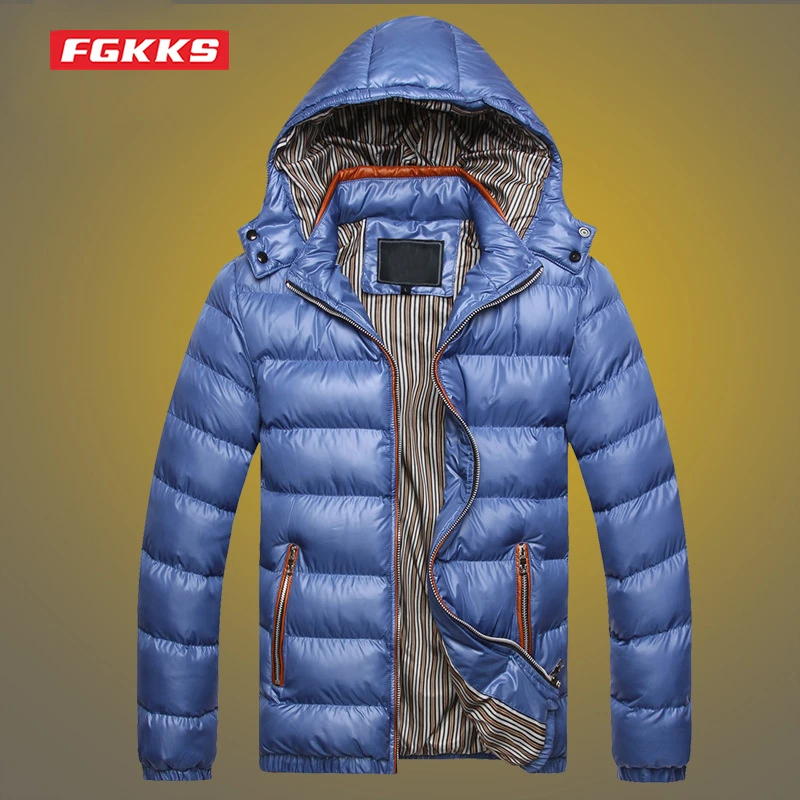

FGKKS 2022 New Men's Parkas Coat Removable Trendy Men's Hooded Coats Thickened Couples Gentlemen's Cotton Jacket Male Parka