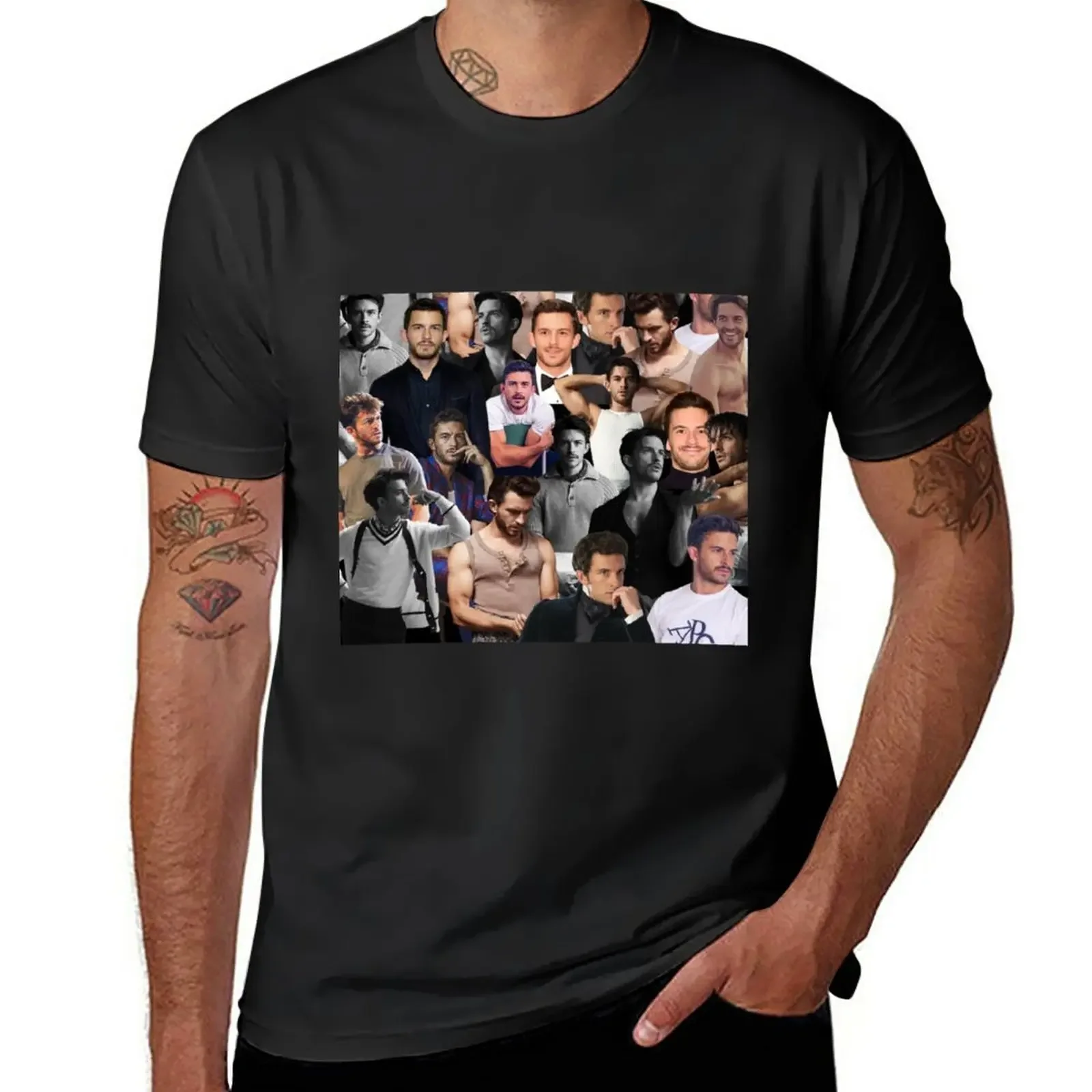 

Jonathan Bailey photo collage T-Shirt Short sleeve tee shirts graphic tees kawaii clothes men workout shirt