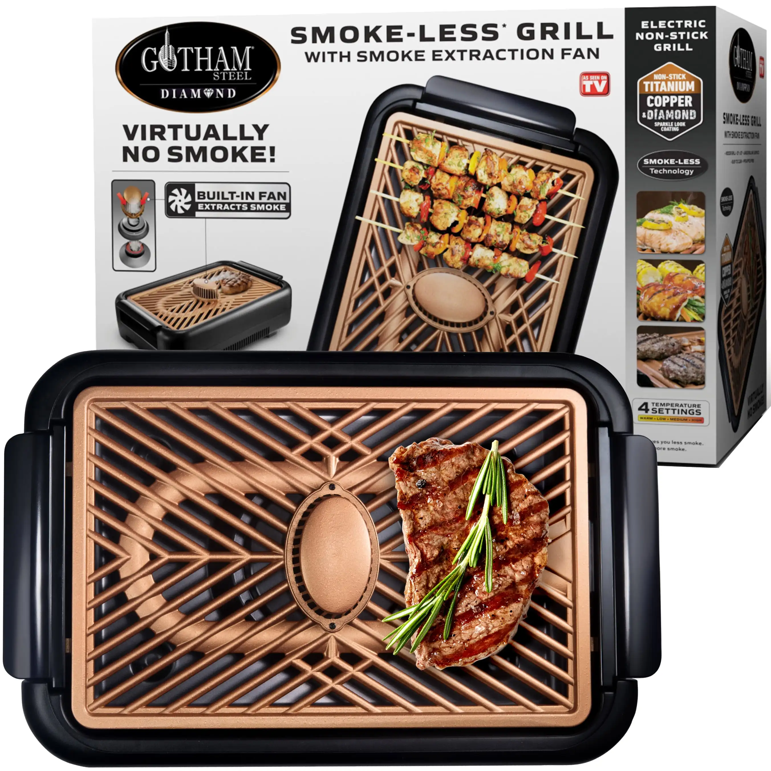

Gotham Steel Smokeless Grill with Fan Indoor Grill Nonstick Electric Grill BBQ Grill As Seen on TV