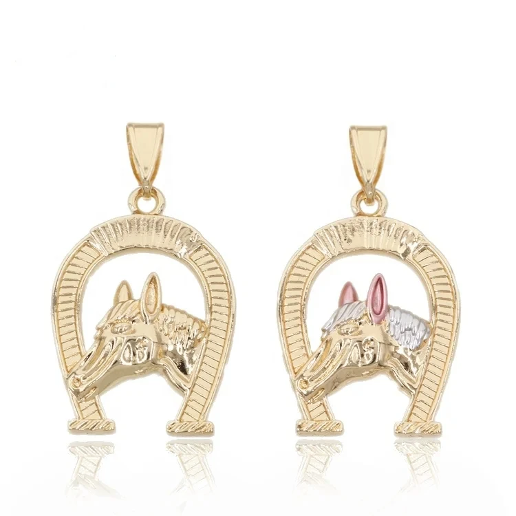 

Ruixi 18K Gold Animal Style Horse Head Necklace Pendant Jewelry Religious Commemorative Gift for Friends Holiday Banquet
