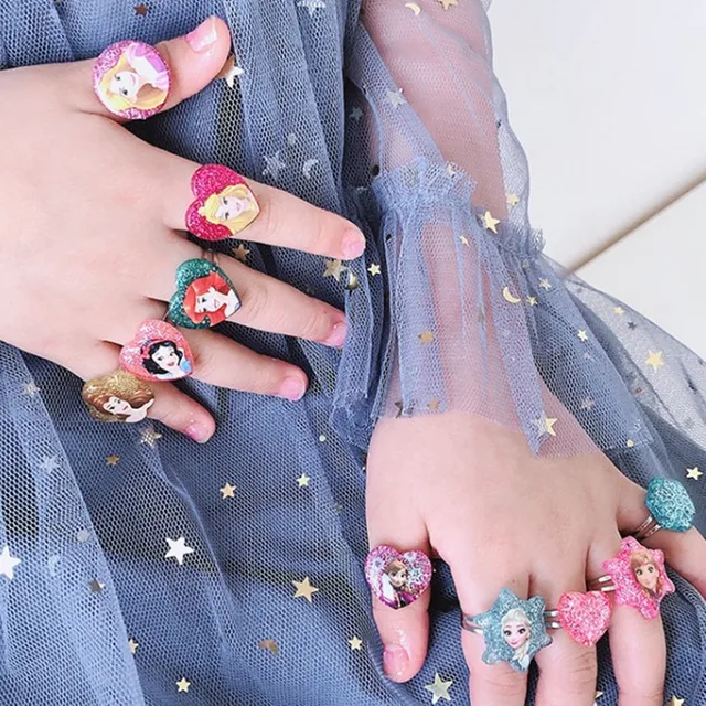 Set 16 Anelli Regolabili Per Bambine - Gioielli Colorati A Forma Di Unicorno, Stella, Cuore E Altri - Foto 2