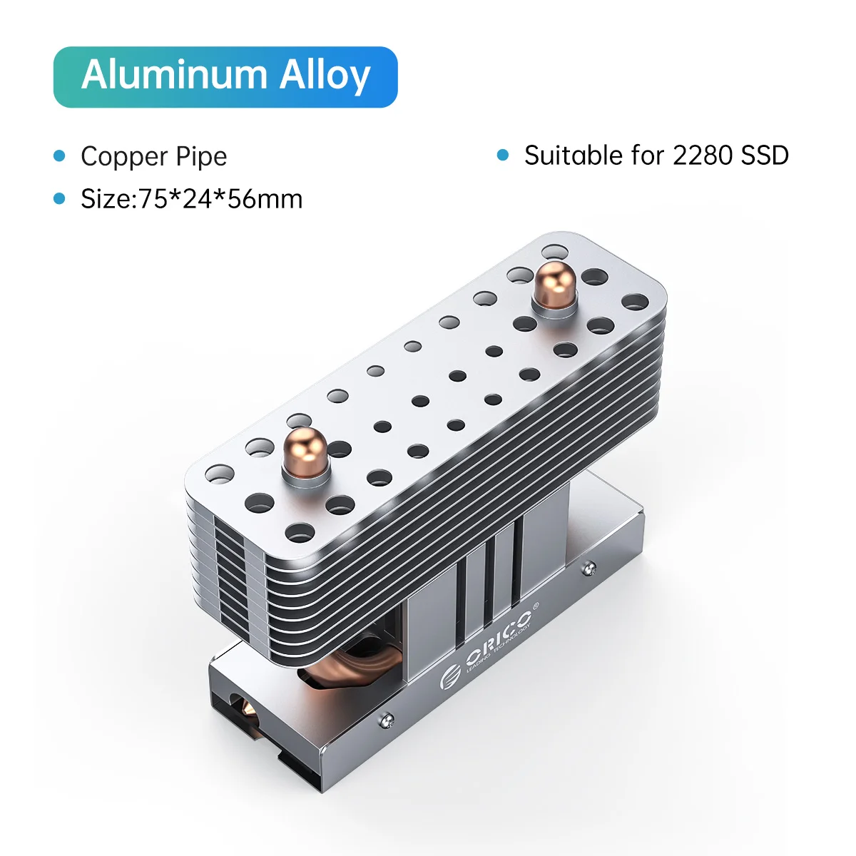 Dissipateur thermique Orico M.2, aluminium, coussin thermique double face,  - MICROMEDIA