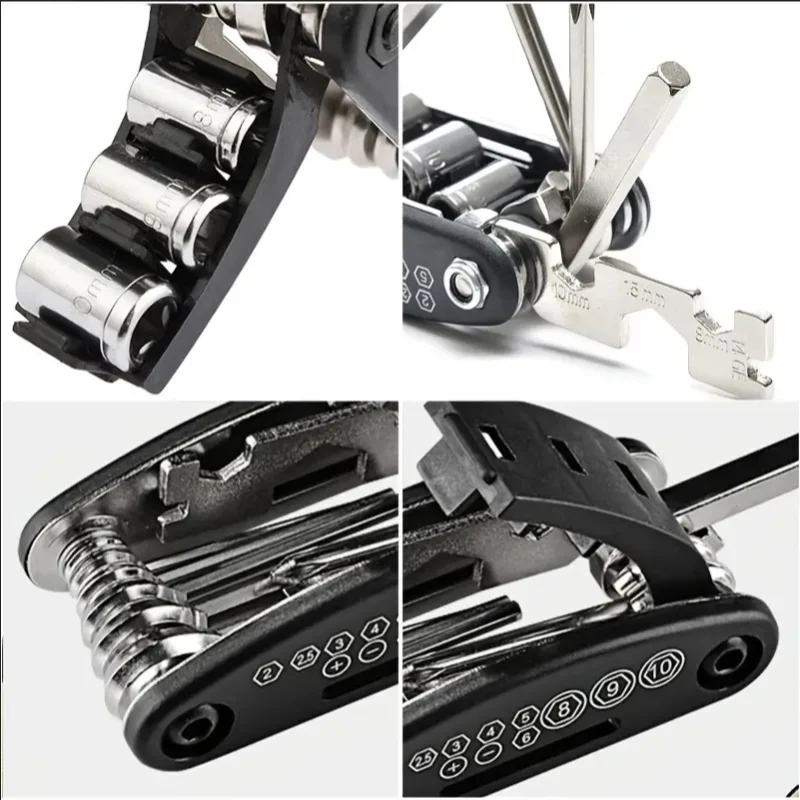 Clé multifonctionnelle à douille portable 16 en 1 pour vélo de montagne, tournevis multifonction pour vélo, outils de réparation de moto et de vélo_voghion.com