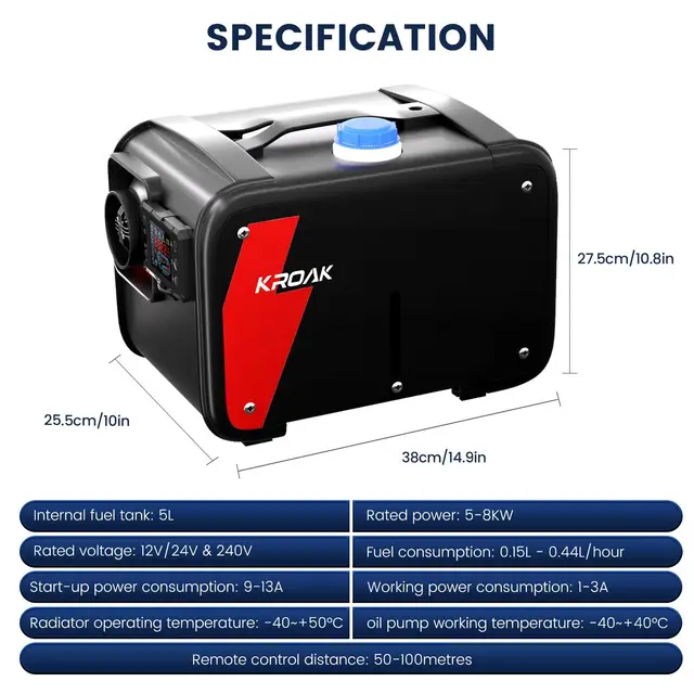 Vevo Diesel Heater Bluetooth App Control Diesel Air Heater, 12V