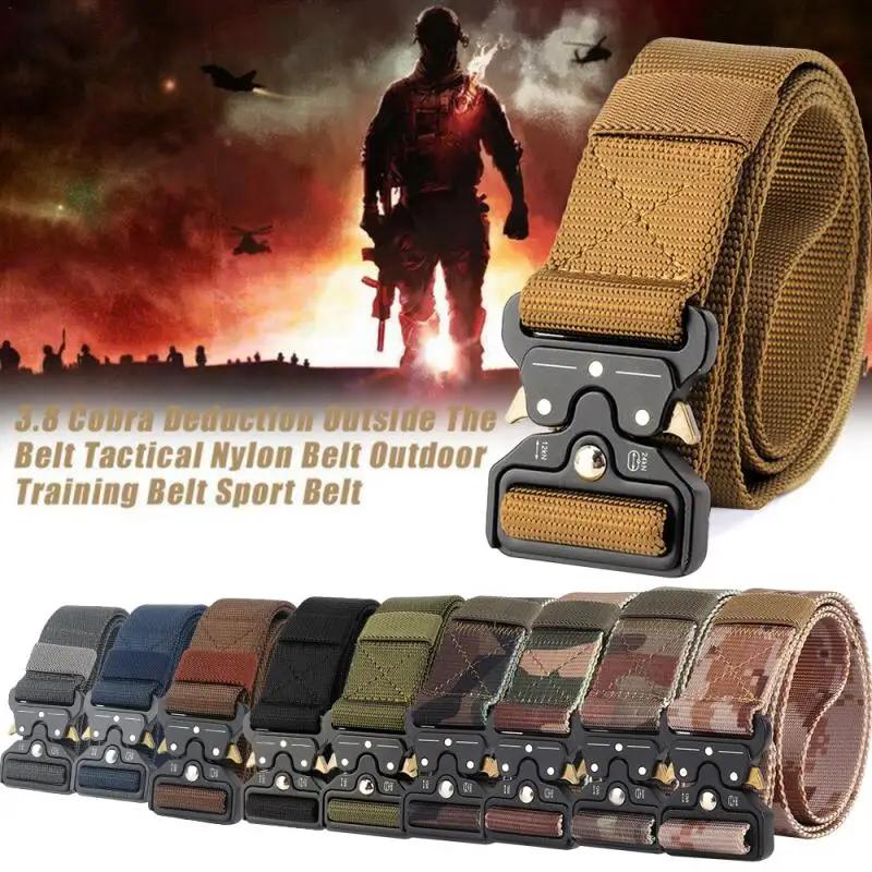 

Military Tactical Nylon Belt Metal Buckle Adjustable Army Police Outdoor Quick Release Hunting Training CS Belt Width 3.8CM