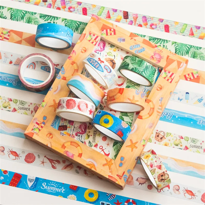 10 pcs/pack Summer Beach Swimming Cool Washi Tape Set Scrapbooking Diy Masking Tape Diary Journal School Supply Stationery 4
