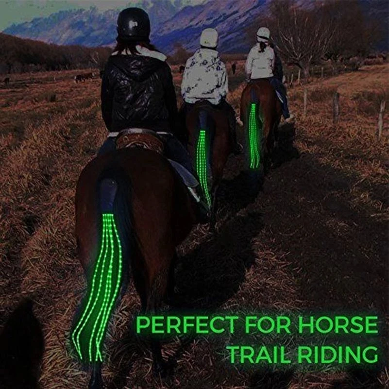 LED Horse Riding Tails Decoration Luminous Tubes Horses Riding Decorations Night Visible Flashing Light Bar Harness horse riding equipment 100CM