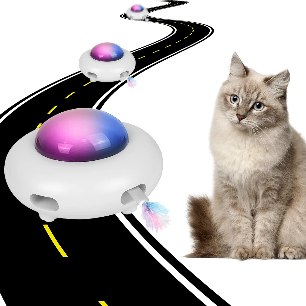 

Pet Supplies Interactive Electric Cat Toy Replaceable Feather UFO Pet Turntable Catching Automatic Cat Entertainment Toys