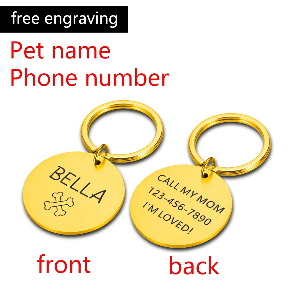 Double-side Customized Name Address Tags Pet Dog Tags Cat Collar Accessories Pet ID Dog Tags Collars Stainless Steel Cat Tag shock collar for small dogs Dog Collars