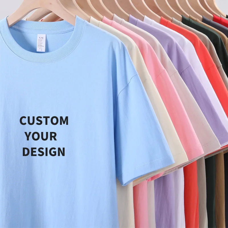 Men T Shirt 220g 100% Cotton Casual Round Neck Plus Size