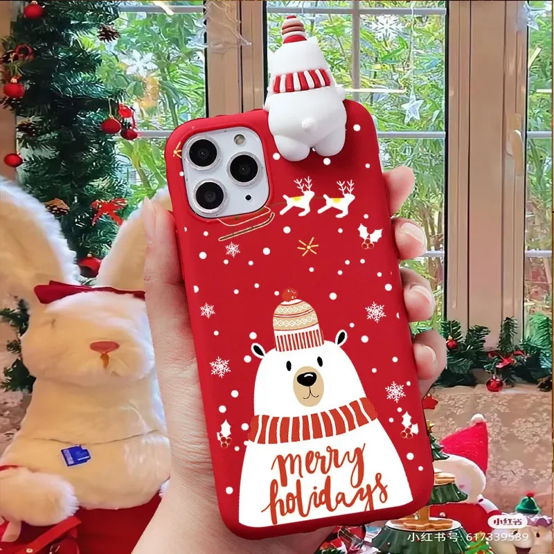 Festive 3D Santa Christmas Gift Bear Phone Case Cover