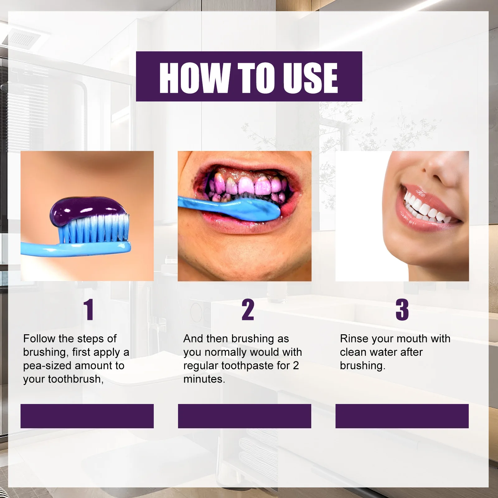 Toothpaste Whitening Teeth Coffee Smoke Stain Remover Fresh Breath Oral Hygiene Purple V34 Toothpaste Repair Teeth Care Products teeth whitening product teeth whitening essence teeth health product