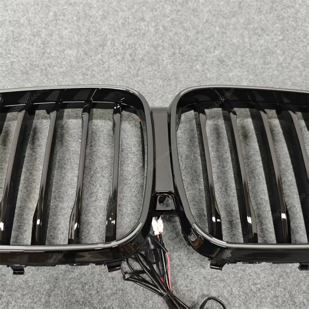 BMW X5 G05 M50i M50d xDrive30d 40i 40d 45e 프리-LCI 2018-2023용 자동차 전면 범퍼 레이싱 그릴 LED 싱글 라인 글로우 블랙 그릴