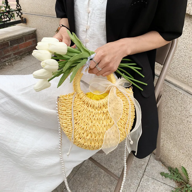 3pcs Women's Straw Clutch Bag Fashion Small Crossbody Purse Handbags  Women's Handbag Straw Woven Beach Rattan Women Shoulder Bag