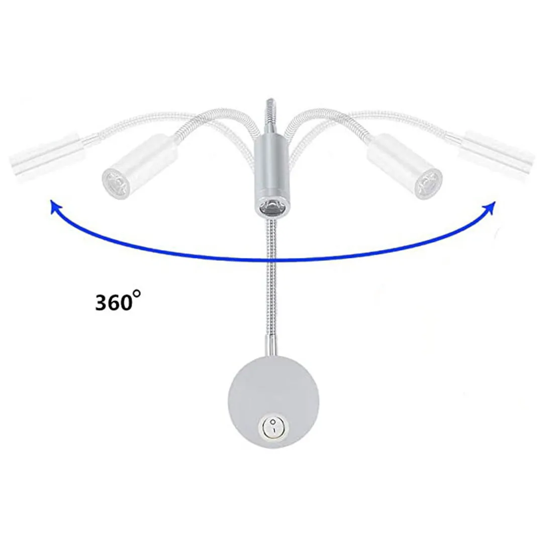Bronze 3W LED Reading Light Black White Silver Gooseneck Wall Lamp for Bed Headboard Desk 4000K Bedside Switch LED Night Lamp 3