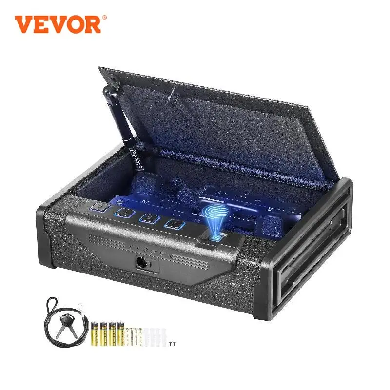 VEVOR Gun Safe Q235 Steel Pistol Safe 3-Way Quick Access Firearm Case Gun Box Advanced Biometric Technology Travel Gun Safe