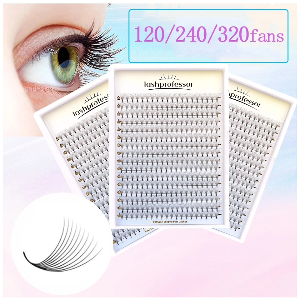 

Lashprofessor 8-15mm Premade Volume Fans 3D/4D/5D/6D Sharp Narrow Base Lash Promade Russian Pointy Stem Eyelash Extension Cilia