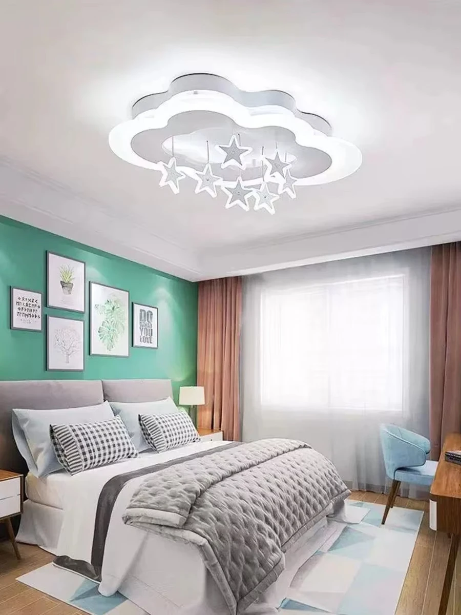 Children's Lamp: Modern Minimalist Star and Cloud Ceiling Light for Boys and Girls, Romantic LED Fixture for Study and Bedroom - 3