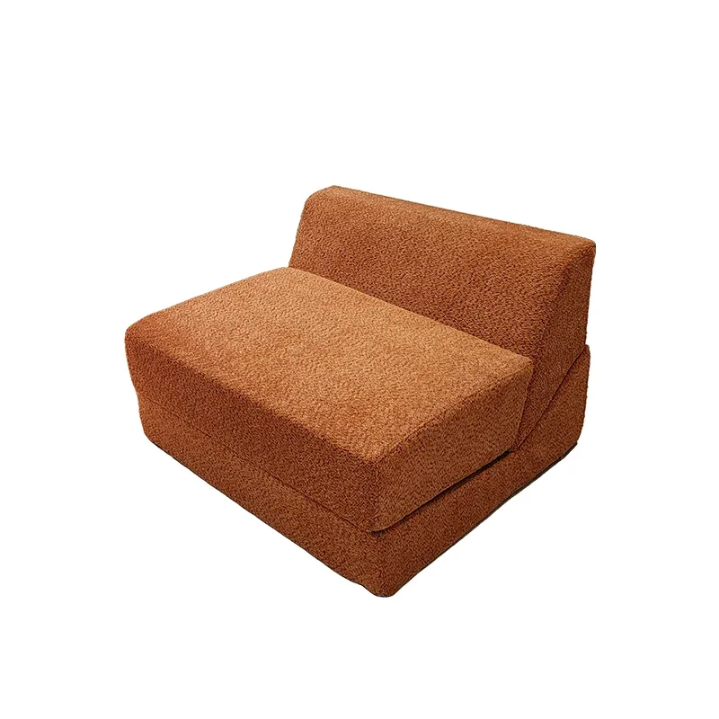 

Bed Nordic foldable minimalist bedroom single fabric lounge lounger