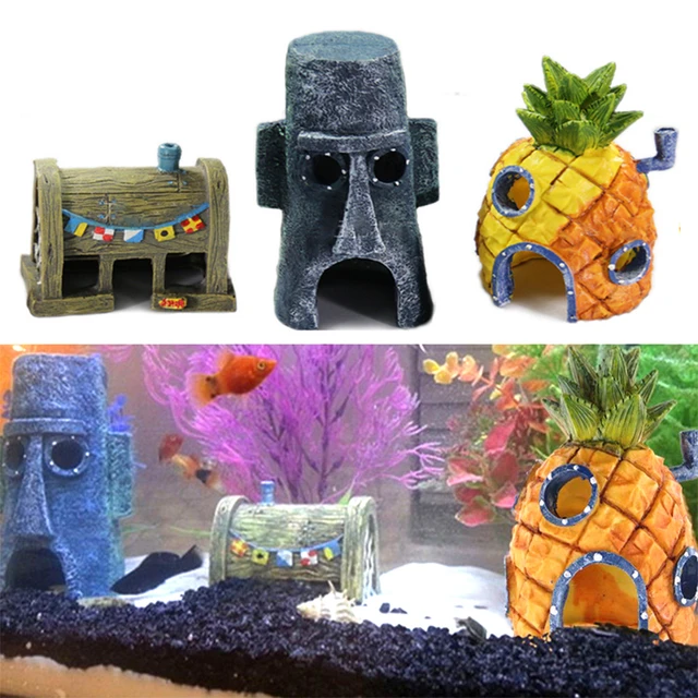 Décorations pour Aquarium, Ornement Aquarium de Maison Ananas de Résine  Accessoires de Réservoir de Poissons