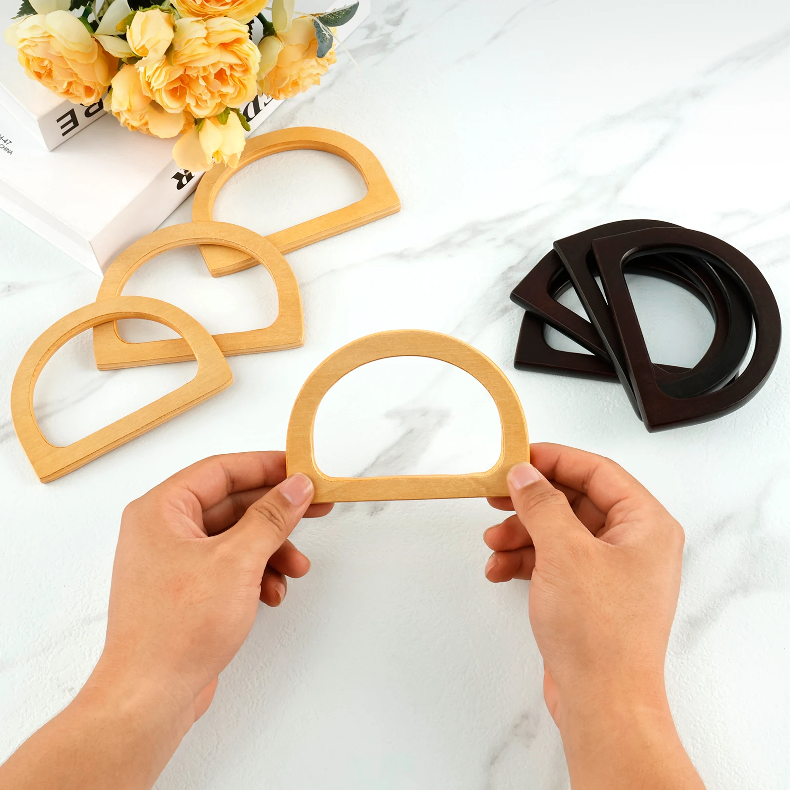 8Pcs Bag Handle D Shaped Handbag Handles 2 Colors Purse Handles 3.3&times;4.7&times;0.35 Inch Purse Handle Tool Decorative Handbag