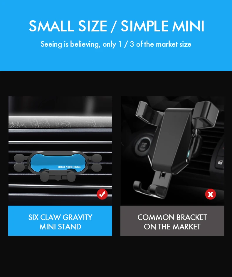 Car Phone Holder Air Vent Clip Mount Cell Phone Stand In Car GPS Support for iPhone 12 8 Xiaomi Samsung Universal Gravity Holder