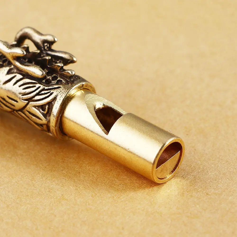 Multifunction Portable Whistle Handmade Brass Dragon Head Whistle Car Keys Chains Pendants Men Women Outdoor Survival Tools