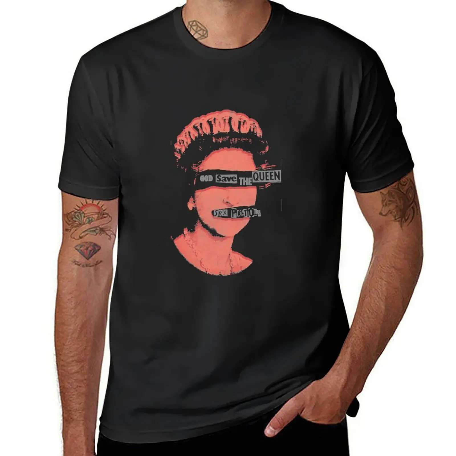 Pistole Del Sesso Dio Ufficiale Save The Queen Red Stamp T-Shirt Ad Asciugatura Rapida Oversize Plain Black T-Shirt Men