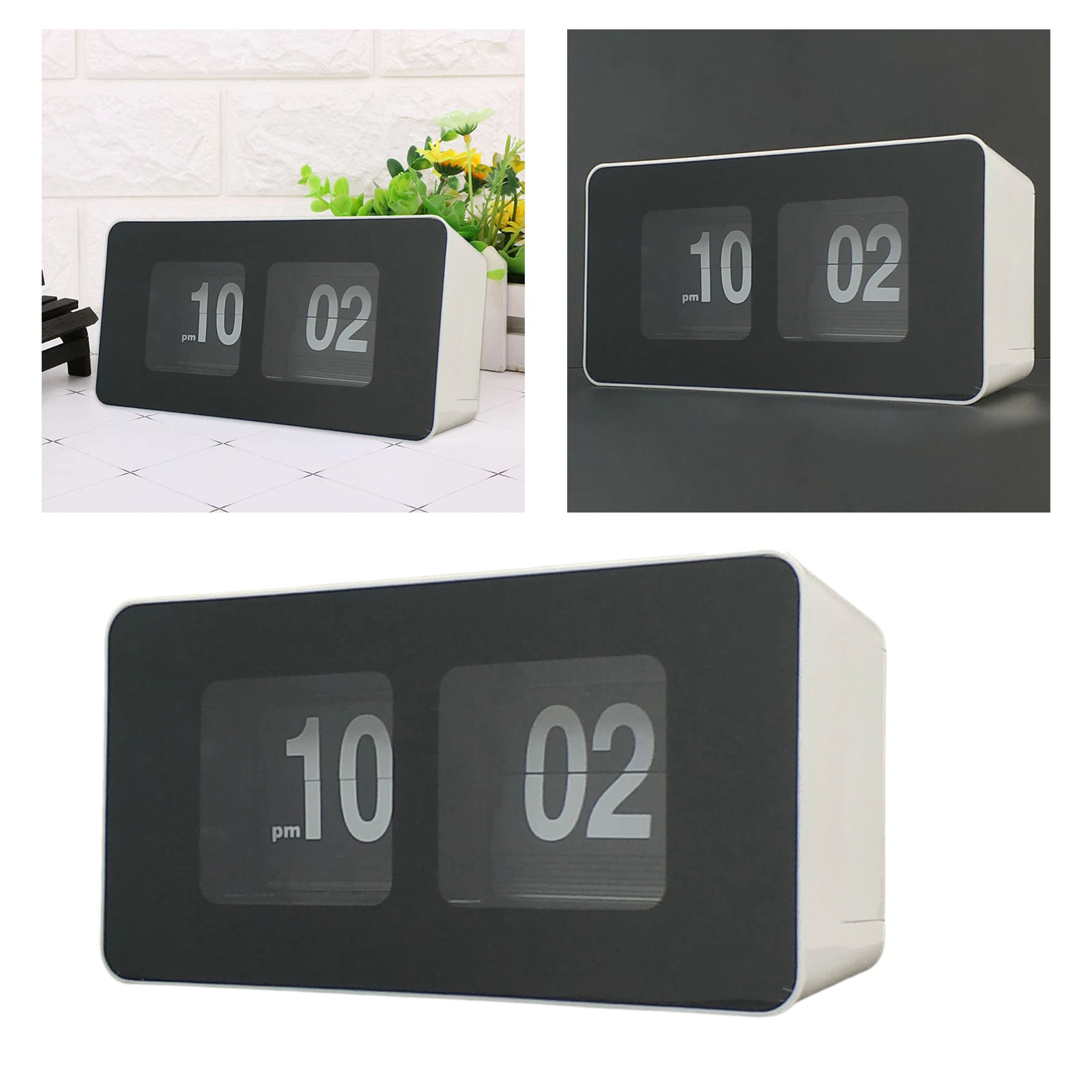 Automatic Flip Clock Battery Operated Desk Clock Table File Down Wall Non Ticking Silent Sweep