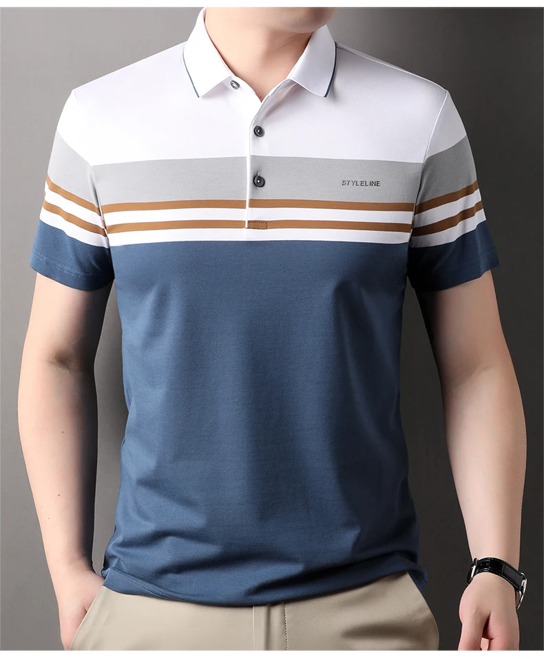 High end fashion brand polo shirt striped short sleeved men's 2024 summer letter print comfortable and breathable casual T-shirt 18 Scdc9a28b4834485888e3e6bbce44b397t