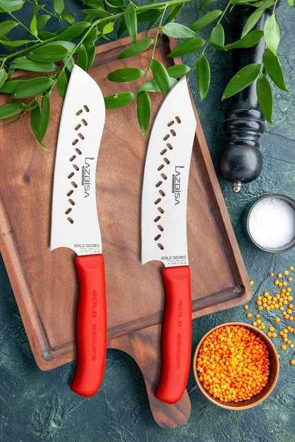 Lazbisa Kitchen Knife Set Meat Butcher Knife Gold Series Set Of 4