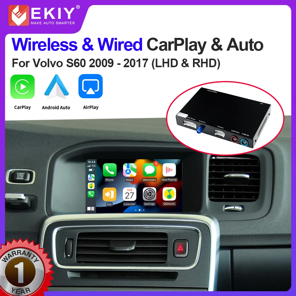 

EKIY беспроводной модуль CarPlay для Volvo S60L 2009 - 2017 XC60 V40 V60 S80 Android автобокс Mirror Link AirPlay функция воспроизведения автомобиля
