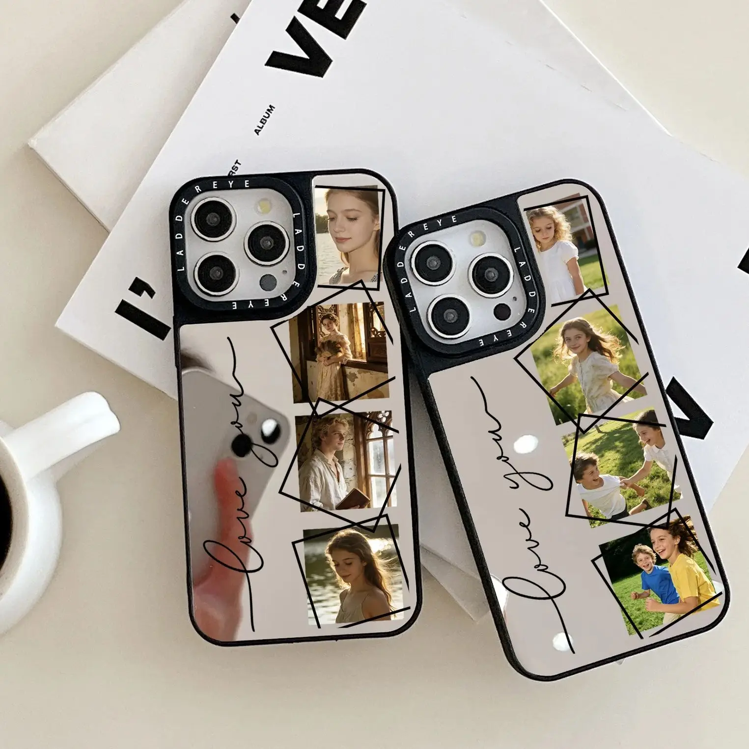 Personalized Plating Mirror Face Custom Parents Couple Children Pets Photo thumbnail 5