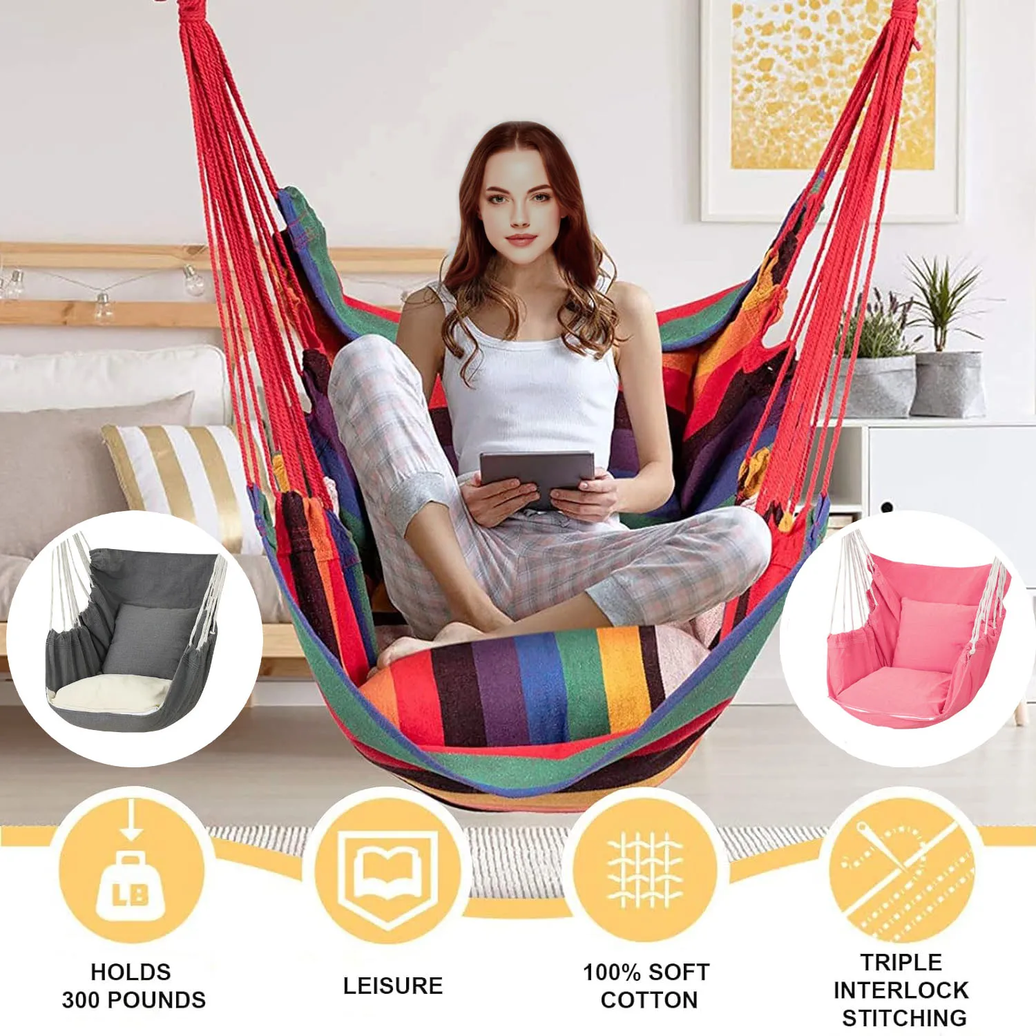 

Suspended Garden Outdoor Indoor Hanging Rocking Chair Women's Hammocks For Women Leisure Cocoon Swings Lounger Dormitory Chairs