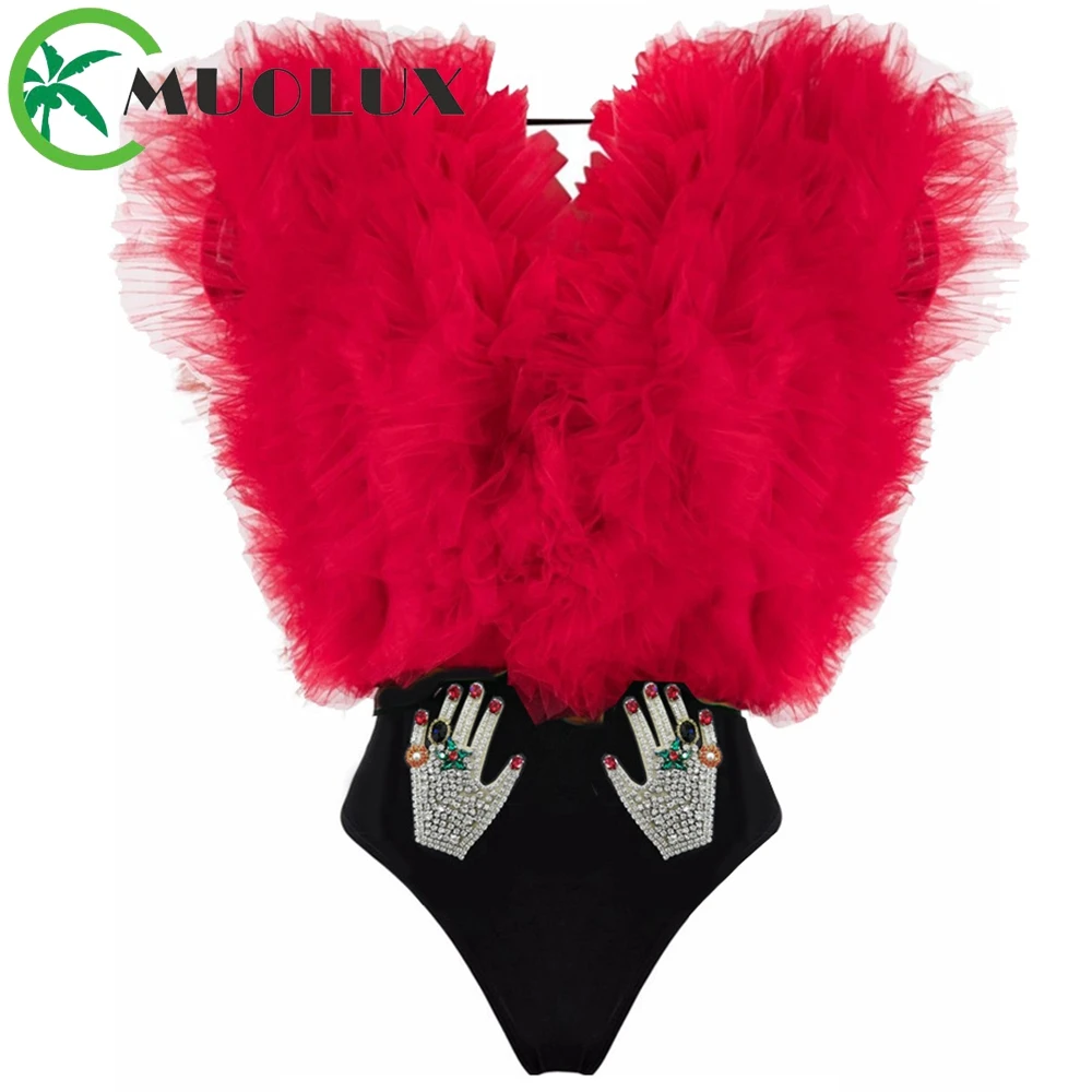 

MUOLUX 2023 Sexy One Piece Swimsuit Women 3D Flower Swimwear Brazilian Monokini Deep V Neck Beachwear Bathing Suit for Halloween