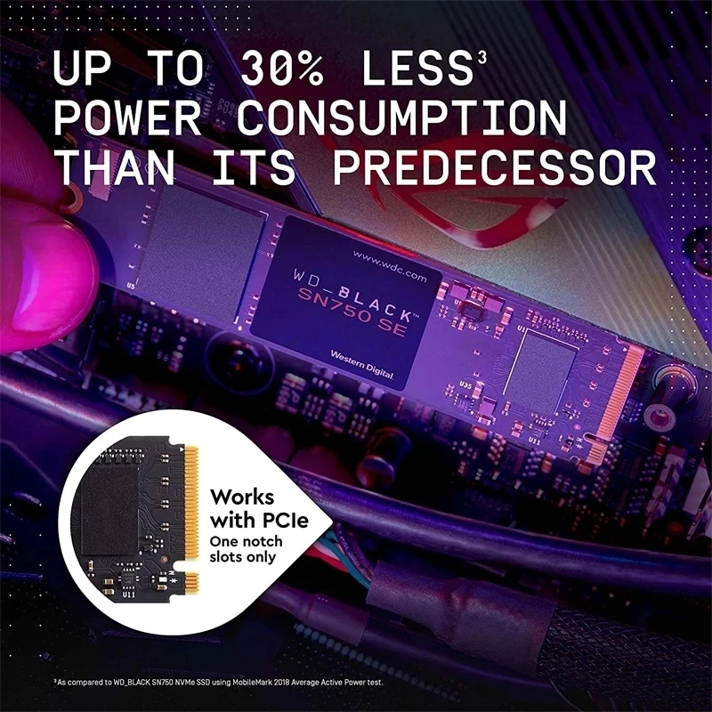se 1tb 500gb 250g Nvme Unidade de Estado Sólido Interno Gen4 Pcie M.2 2280 até 3600 mb s Ssd Jogo Interno Original wd Preto Sn750 - Imagem 5