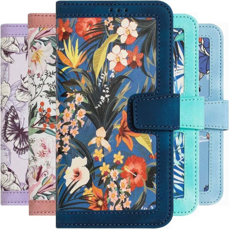 Elegant Floral Flip Wallet Phone Case - Women's Luxury Protective Cover