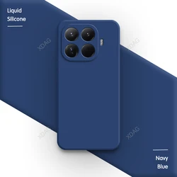 Square Liquid Soft Silicone Phone Case with Shockproof Camera Protection and Classic Back Design - Xiaomi 15T (Navy Blue)