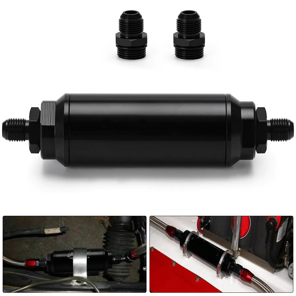 

Universal AN6/AN8/AN10 100 Micron Element Steel SS 8.6MM Aluminum High Flow Fuel Inline Petrol Filter Sport Car Truck