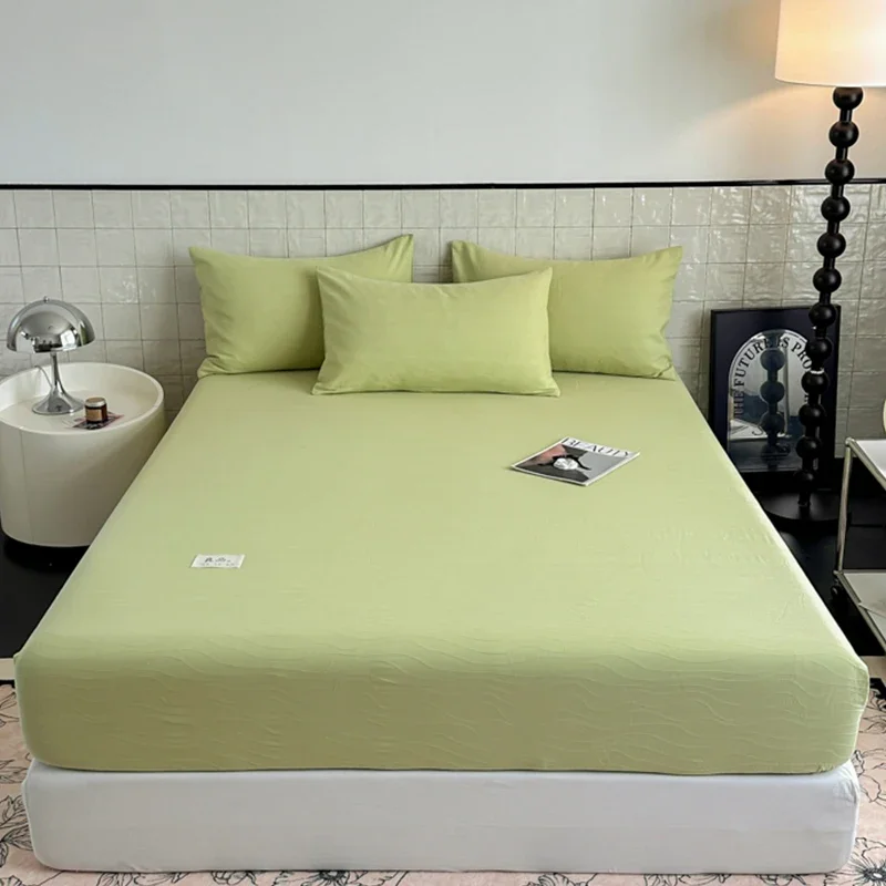 solid color mattress single piece pure cotton mattress cover sheet non-slip all-inclusive mattress Simmons protective cover 3
