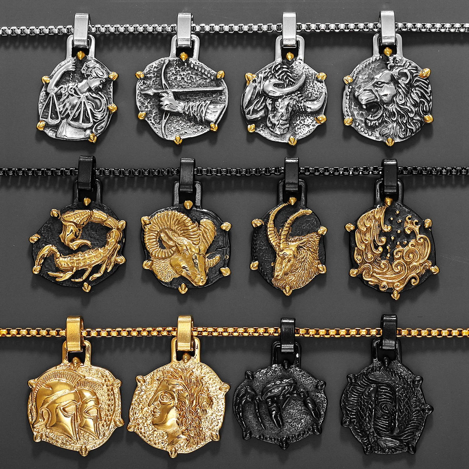 Pendentif Sirène En Acier Titane – Doré, Pour Hommes – Accessoire De Bijoux Neuf Avec étiquettes
