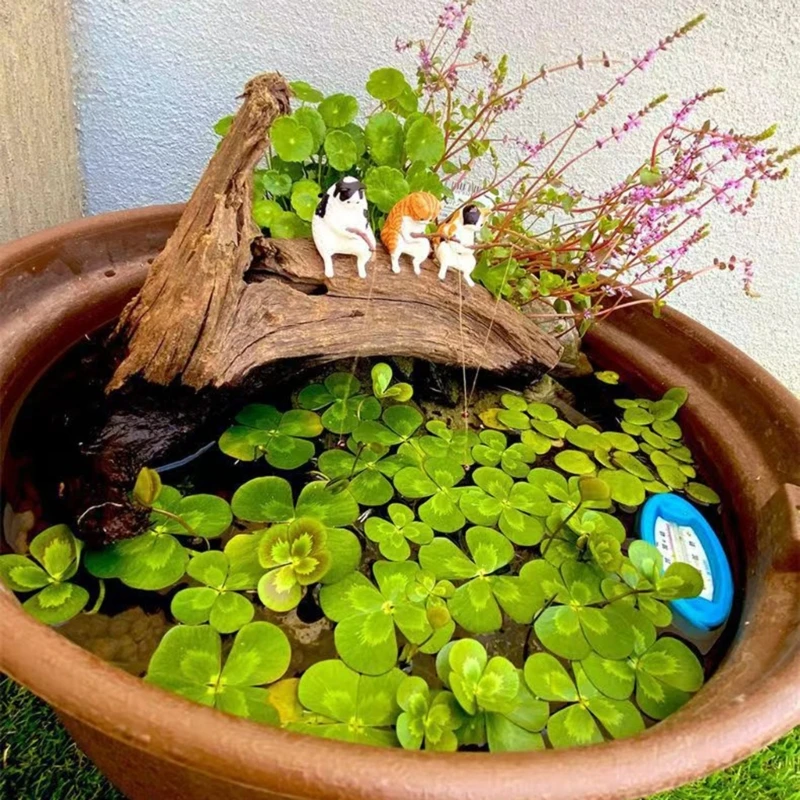 Fishing Cat Figurine Fishtanks Landscaping Ornament Aquariums Pendant Home Decor Drop Shipping